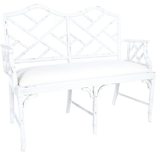 Marcia Chippendale Settee, White 1 Marcia Chippendale Settee, White