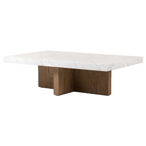 Valentina Rectangular Coffee Table, White Carrara Marble 1 Valentina Rectangular Coffee Table, White Carrara Marble