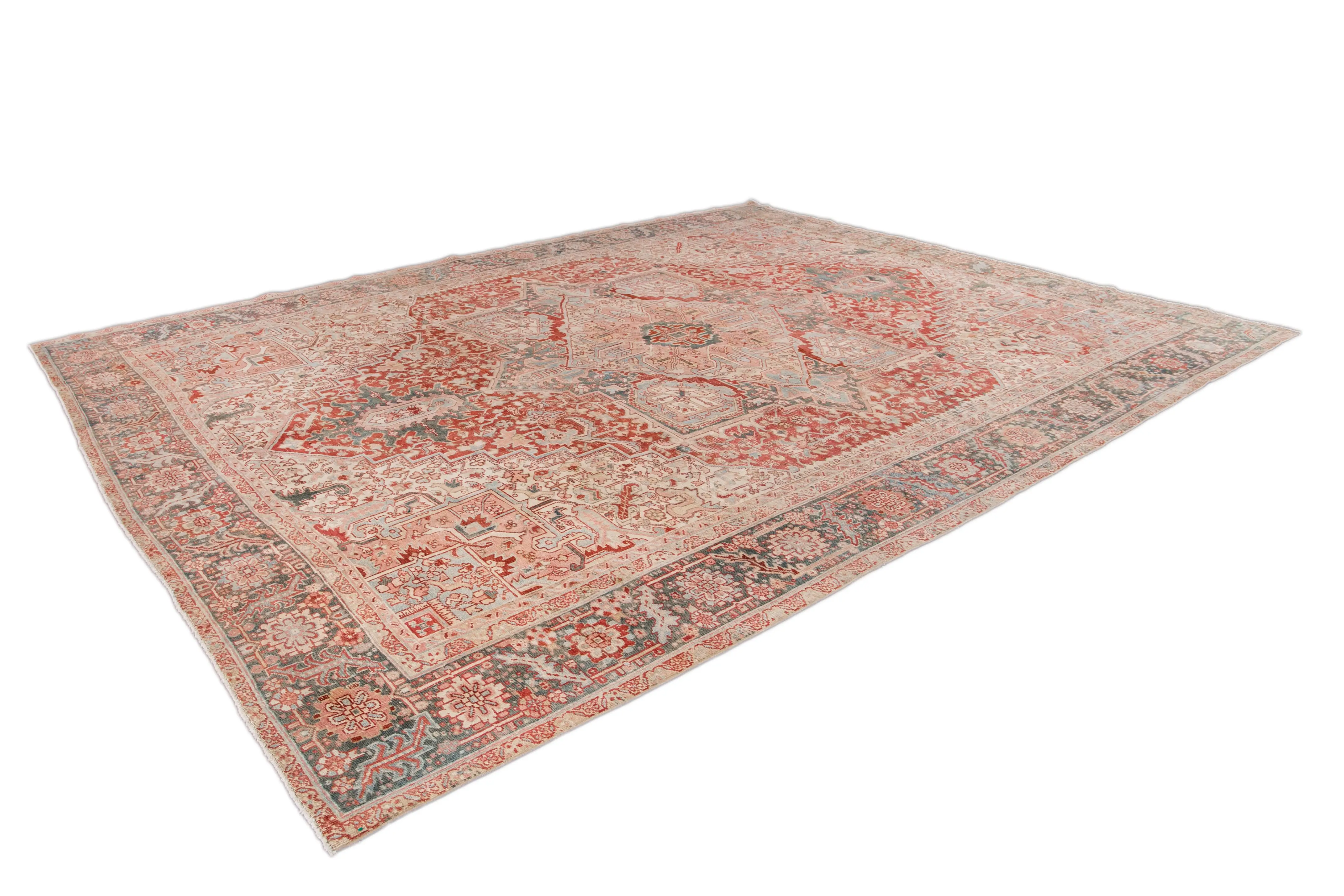 Vintage Persian Heriz Medallion Rug 2 Vintage Persian Heriz Medallion Rug