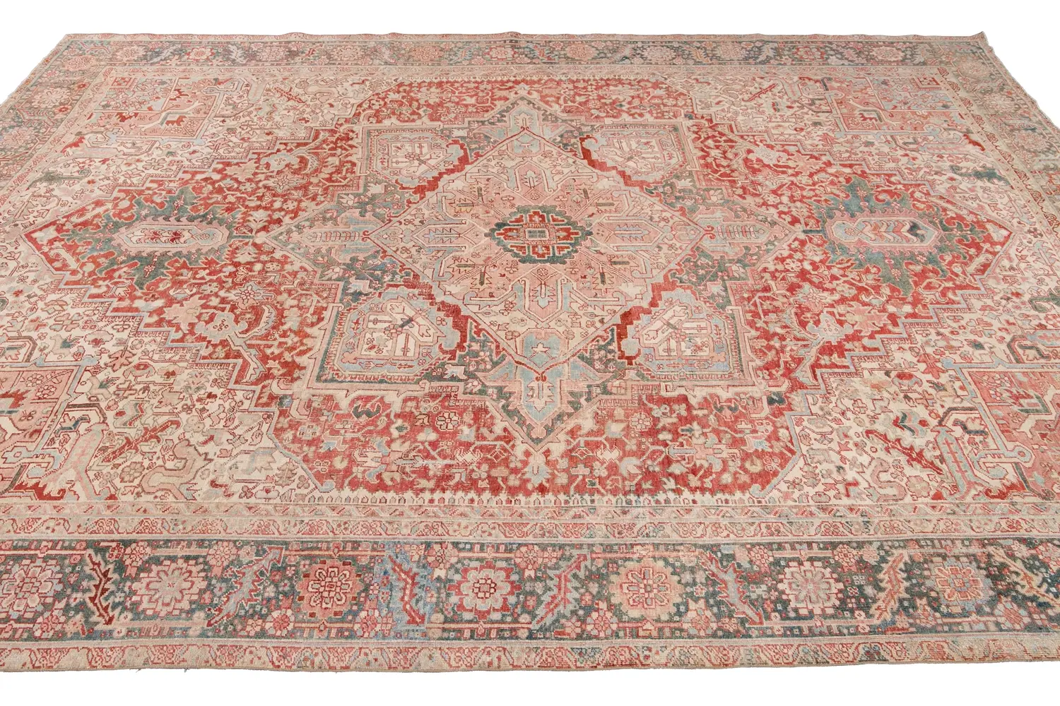 Vintage Persian Heriz Medallion Rug 4 Vintage Persian Heriz Medallion Rug