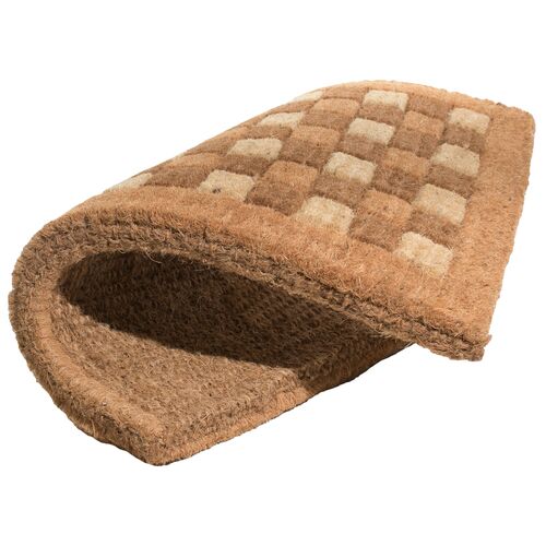 Square Pattern Doormat, Brown 3 Square Pattern Doormat, Brown
