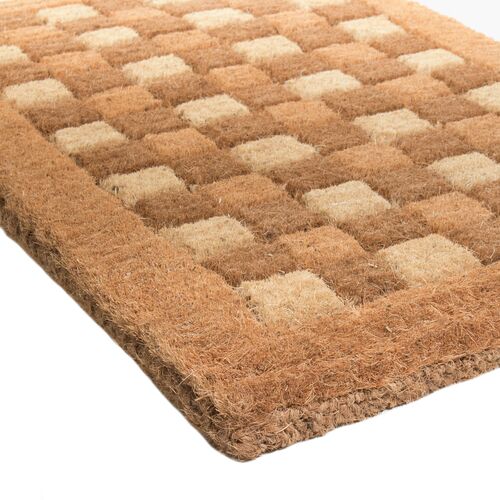 Square Pattern Doormat, Brown 4 Square Pattern Doormat, Brown