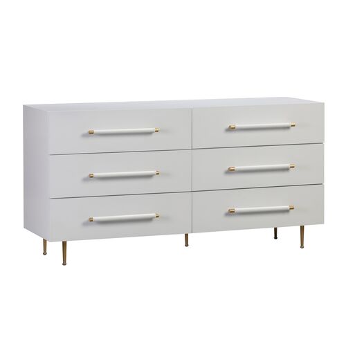 Aria 6-Drawer Dresser, White/Gold 1 Aria 6-Drawer Dresser, White/Gold