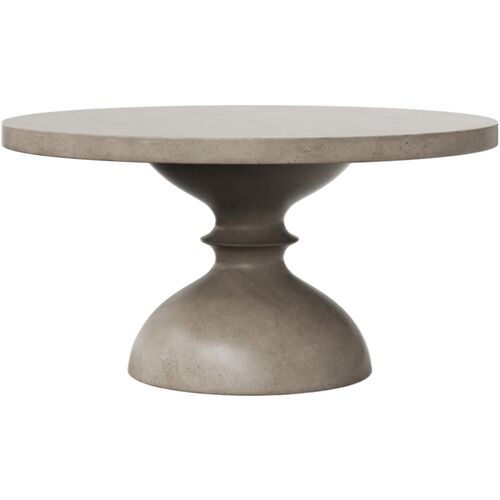 Elwood Spindle Concrete Dining Table, Dark Gray