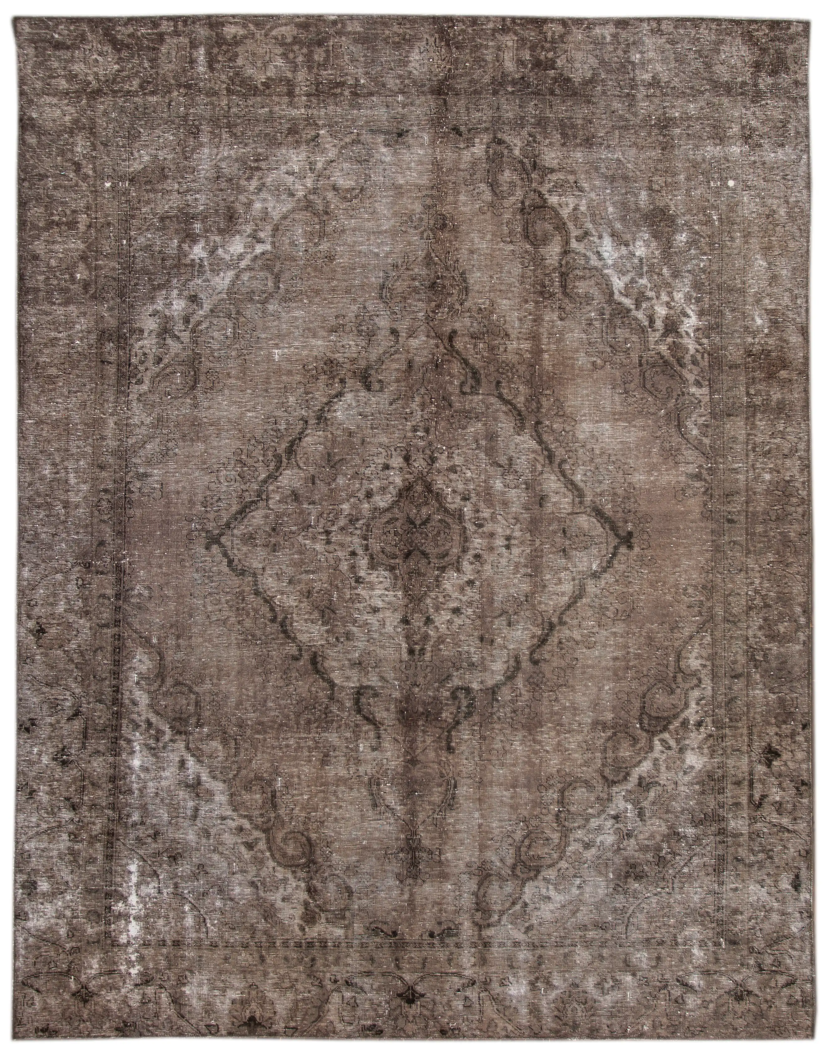 Brown Vintage Medallion Wool Rug 1 Brown Vintage Medallion Wool Rug