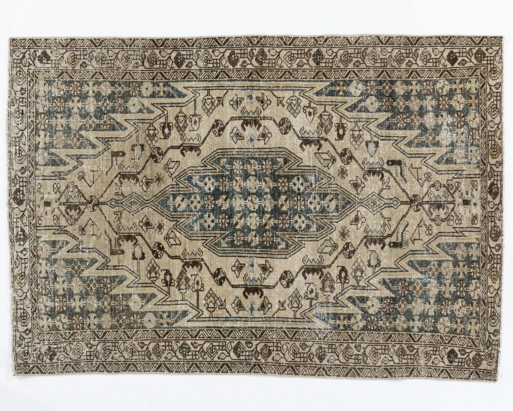 Persian Distressed Mazlagan Rug 4'5X6'3 1 Persian Distressed Mazlagan Rug 4'5X6'3