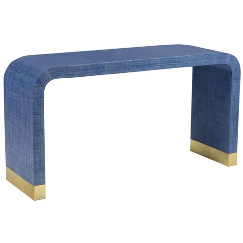 Waterfall Raffia Waterfall Console Table, Blue 1 Waterfall Raffia Waterfall Console Table, Blue
