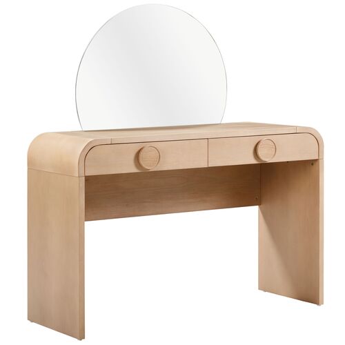 Loree 2-Drawer Vanity/Desk, Natural Ash