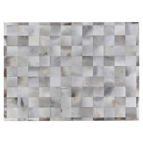 Stitched Blocks Hide, Silver 1 Stitched Blocks Hide, Silver