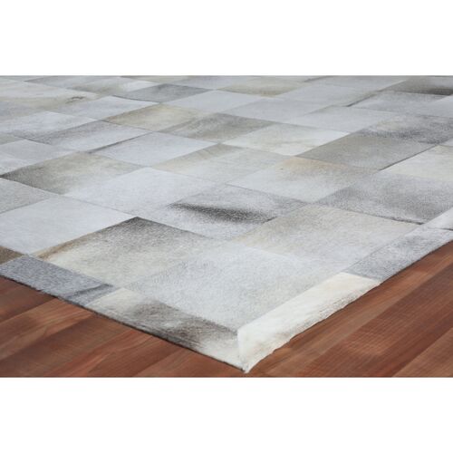 Stitched Blocks Hide, Silver 2 Stitched Blocks Hide, Silver