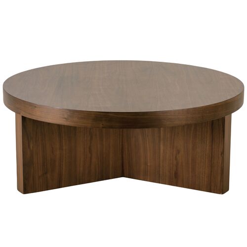 Dawn Round Walnut Veneer Coffee Table, Auburn 3 Dawn Round Walnut Veneer Coffee Table, Auburn