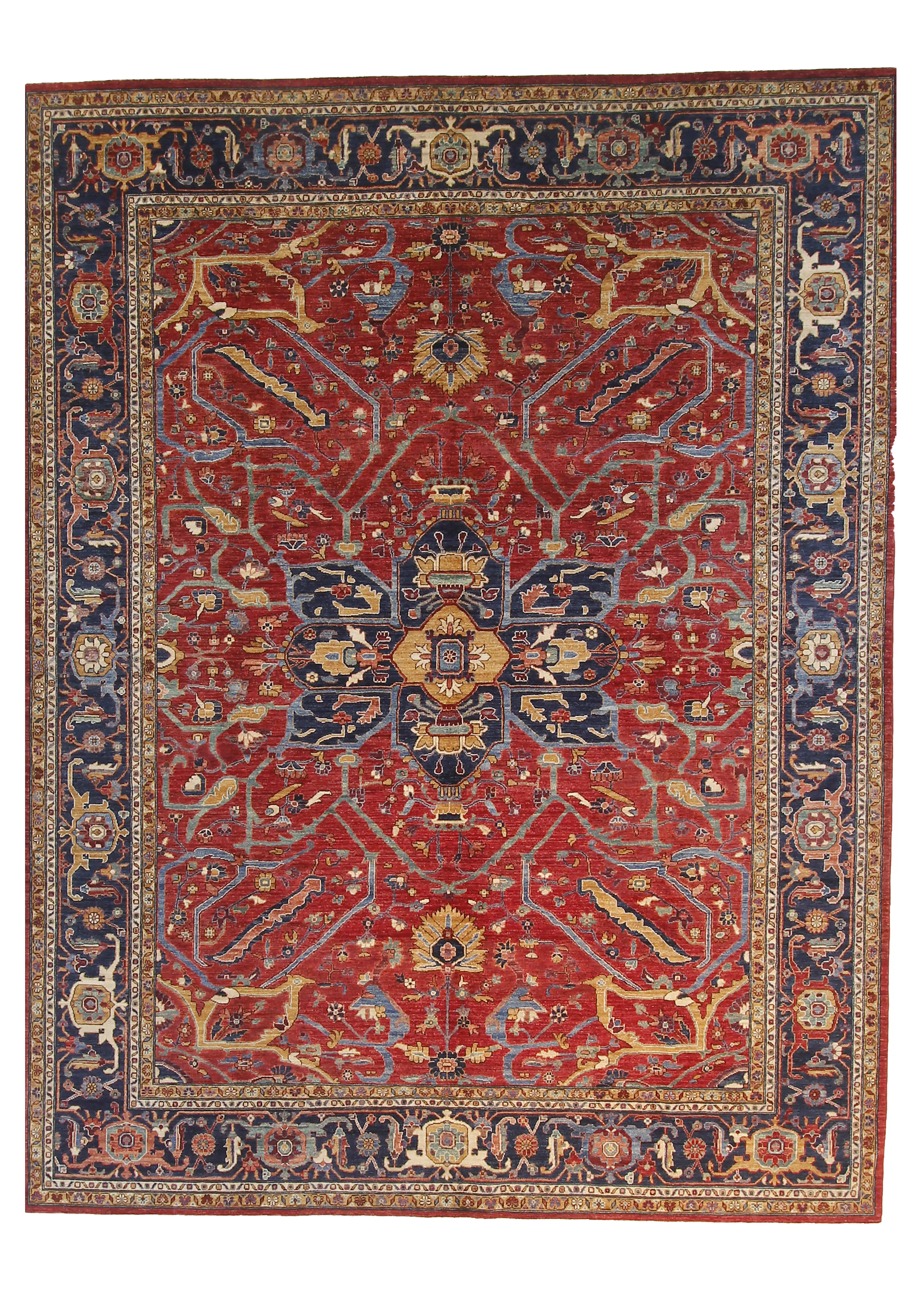 9" x 12" Heriz Rug, Red/Blue 1 9" x 12" Heriz Rug, Red/Blue