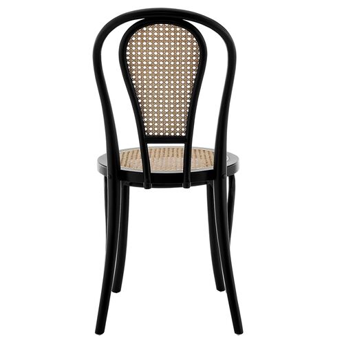 S/2 Wade Rattan Side Chairs, Matte Black 6 S/2 Wade Rattan Side Chairs, Matte Black