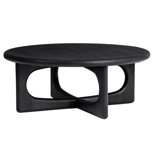 Estee Oak Coffee Table, Wirebrushed Black 4 Estee Oak Coffee Table, Wirebrushed Black