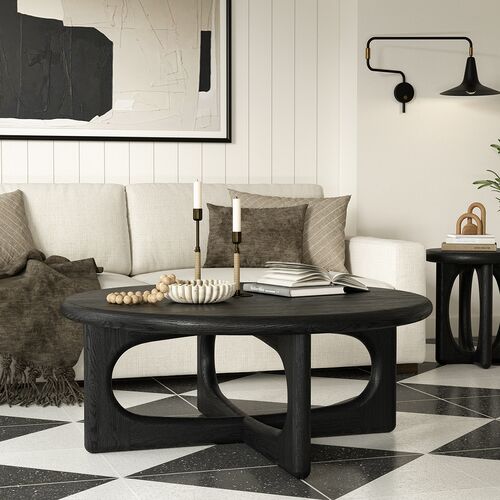 Estee Oak Coffee Table, Wirebrushed Black 6 Estee Oak Coffee Table, Wirebrushed Black