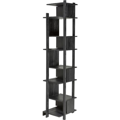 Abstract Column Teak Bookcase, Black