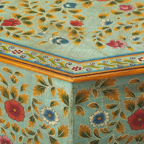 Cole Hand Painted Coffee Table, Green/Multicolor 3 Cole Hand Painted Coffee Table, Green/Multicolor