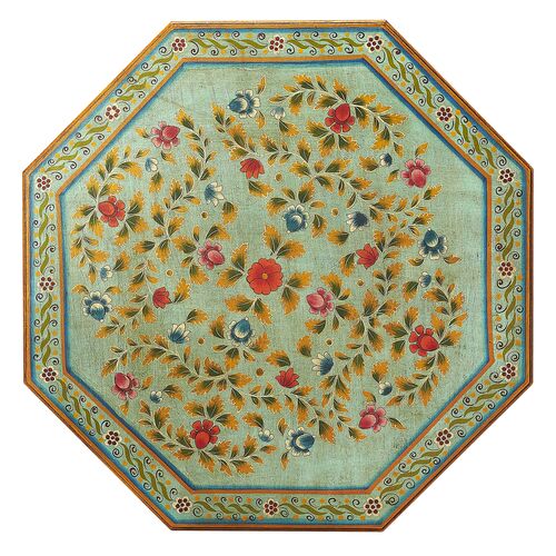 Cole Hand Painted Coffee Table, Green/Multicolor 4 Cole Hand Painted Coffee Table, Green/Multicolor