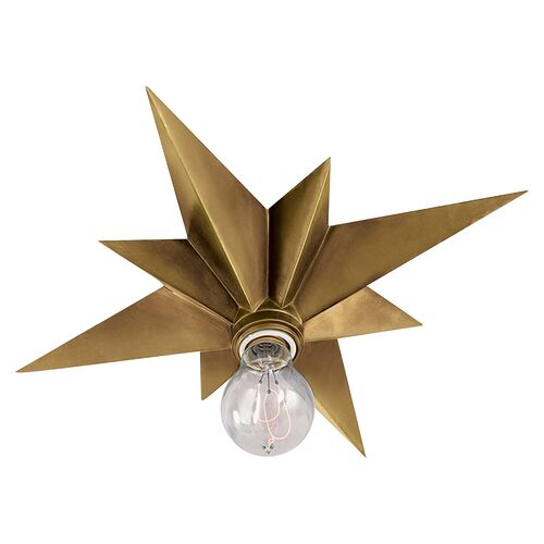 Star Flush Mount, Hand-Rubbed Brass