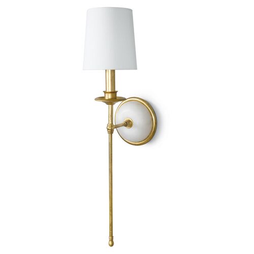 Alabaster Single Sconce, Gold Leaf