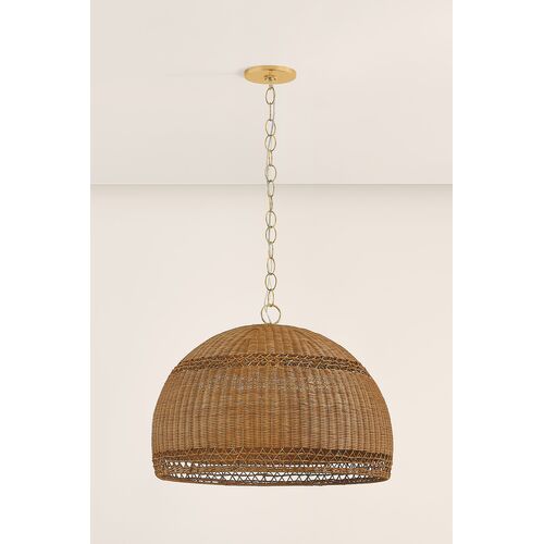 Taelynn Pendant, Aged Brass/Light Natural Wicker 3 Taelynn Pendant, Aged Brass/Light Natural Wicker