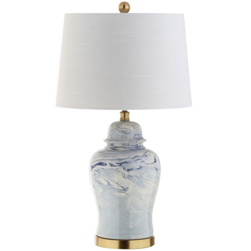 Lucinda Table Lamp, Blue/White 1 Lucinda Table Lamp, Blue/White