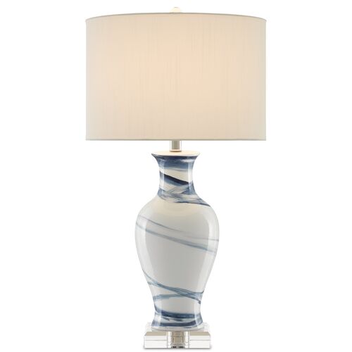 Hanni Porcelain Table Lamp, White/Blue 1 Hanni Porcelain Table Lamp, White/Blue