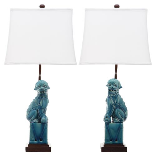 S/2 Foo Dog Table Lamps 1 S/2 Foo Dog Table Lamps