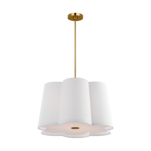 Bronte Transitional Dimmable Hanging Shade, Burnished Brass Gold/White Linen