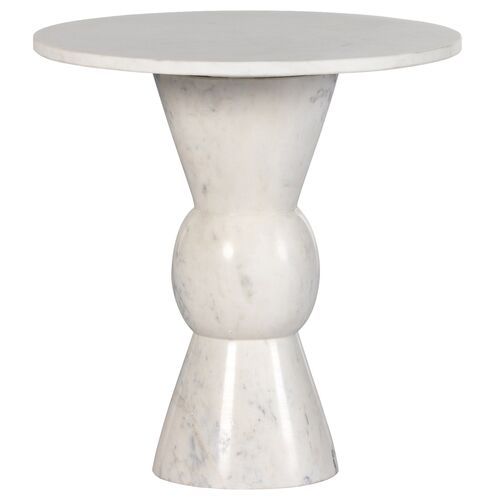 Becky Marble End Table, White 1 Becky Marble End Table, White