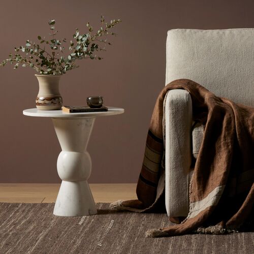 Becky Marble End Table, White 2 Becky Marble End Table, White