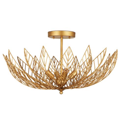 Leaflace Semi Flush Mount, Gold