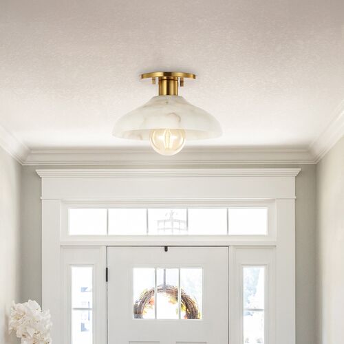 Crew Alabaster 1-Light Semi Flush Mount, White 2 Crew Alabaster 1-Light Semi Flush Mount, White
