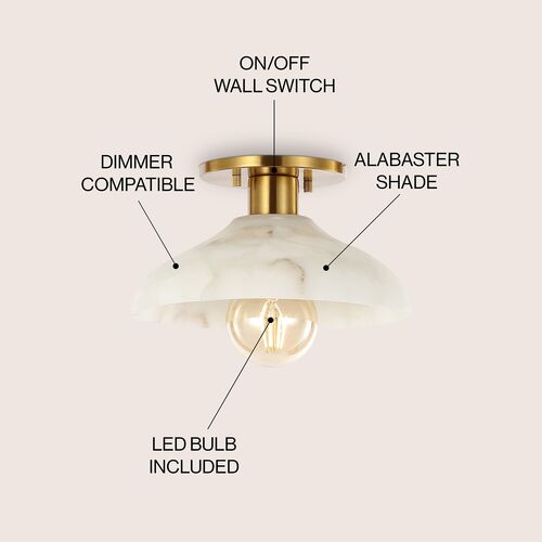Crew Alabaster 1-Light Semi Flush Mount, White 9 Crew Alabaster 1-Light Semi Flush Mount, White