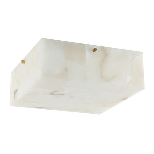Elysha 2-Light Alabaster Flush Mount, White 1 Elysha 2-Light Alabaster Flush Mount, White