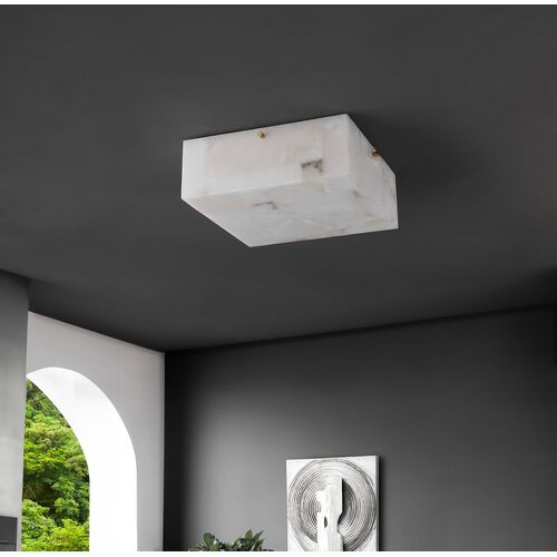 Elysha 2-Light Alabaster Flush Mount, White 2 Elysha 2-Light Alabaster Flush Mount, White
