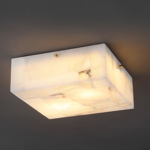 Elysha 2-Light Alabaster Flush Mount, White 3 Elysha 2-Light Alabaster Flush Mount, White