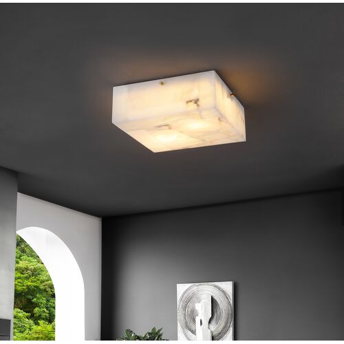 Elysha 2-Light Alabaster Flush Mount, White 4 Elysha 2-Light Alabaster Flush Mount, White