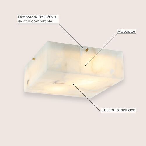 Elysha 2-Light Alabaster Flush Mount, White 7 Elysha 2-Light Alabaster Flush Mount, White