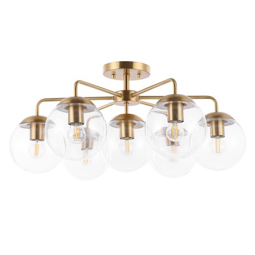 Erden 7-Light 25" Globe Flush Mount, Brass 3 Erden 7-Light 25" Globe Flush Mount, Brass