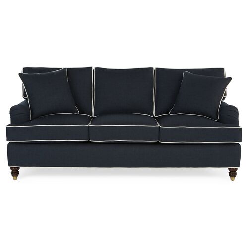 Kate Queen Sleeper Sofa, Navy/Ivory Crypton