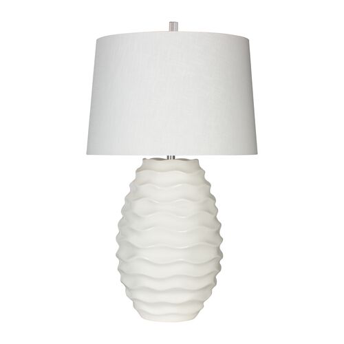 Escondido Wave Ceramic Table Lamp, White 1 Escondido Wave Ceramic Table Lamp, White