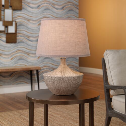 Basketweave Table Lamp, Off-White 2 Basketweave Table Lamp, Off-White