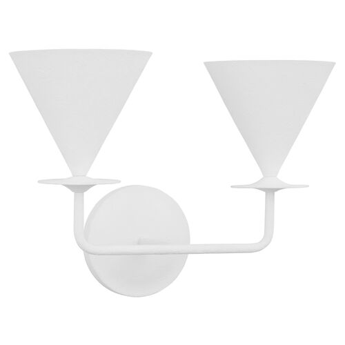 Cornet Double Wall Sconce, Cast Plaster 4 Cornet Double Wall Sconce, Cast Plaster