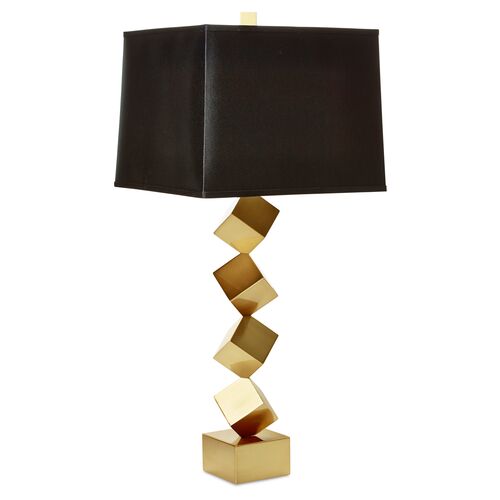 Stacked-Cube Table Lamp, Antiqued Brass 2 Stacked-Cube Table Lamp, Antiqued Brass