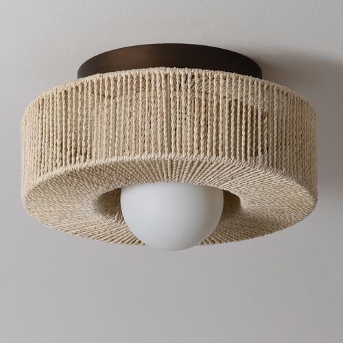 Coleman Abaca String Wrapped Flush Mount, Natural/Bronze Leaf 3 Coleman Abaca String Wrapped Flush Mount, Natural/Bronze Leaf