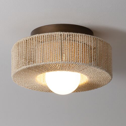 Coleman Abaca String Wrapped Flush Mount, Natural/Bronze Leaf 4 Coleman Abaca String Wrapped Flush Mount, Natural/Bronze Leaf