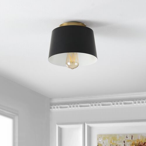 Waine Flush Mount, Black/Brass 2 Waine Flush Mount, Black/Brass