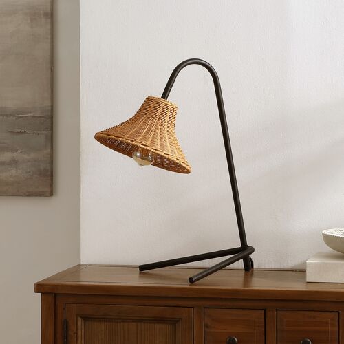 Sabel 22" Rattan Table Lamp, Black/Natural 3 Sabel 22" Rattan Table Lamp, Black/Natural