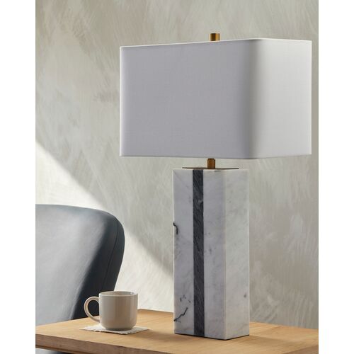 Carter Marble Table Lamp, Gray/White 2 Carter Marble Table Lamp, Gray/White
